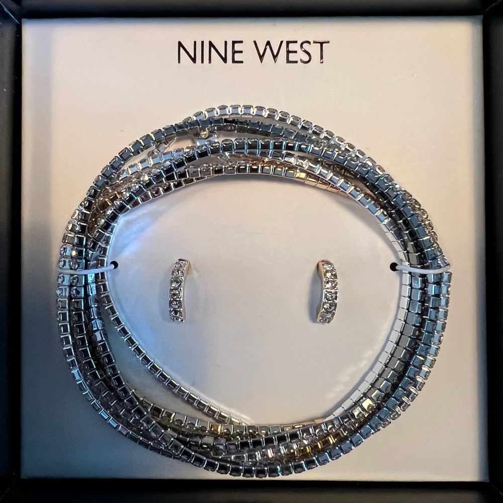 Nine West Silver Necklace and Earring Set
